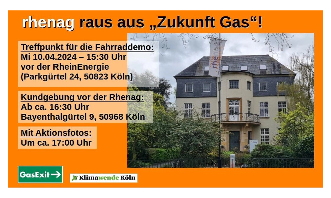 rhenag: raus aus Zukunft Gas! - Fahrraddemo